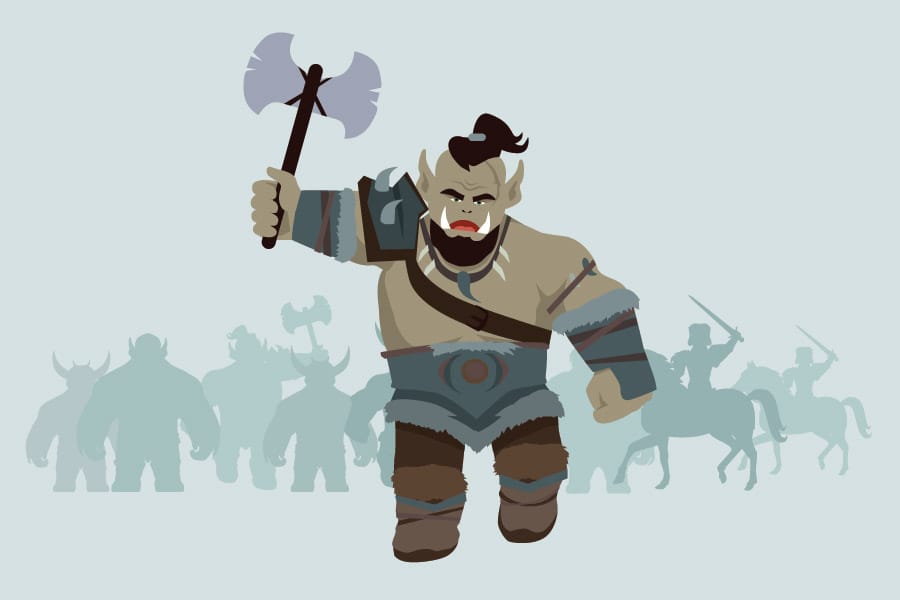 orc running with an axe