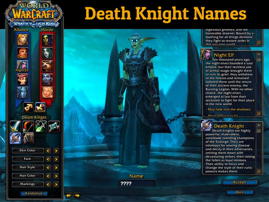 world of warcraft death knight naming