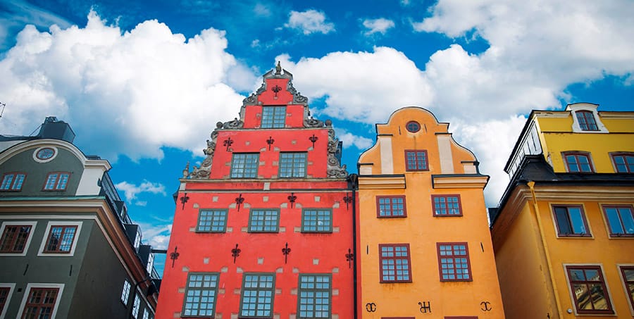 colored buildings in Stockholm Sweden