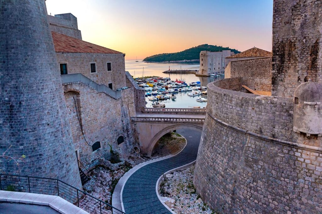 Dubrovnik city walls looking at water