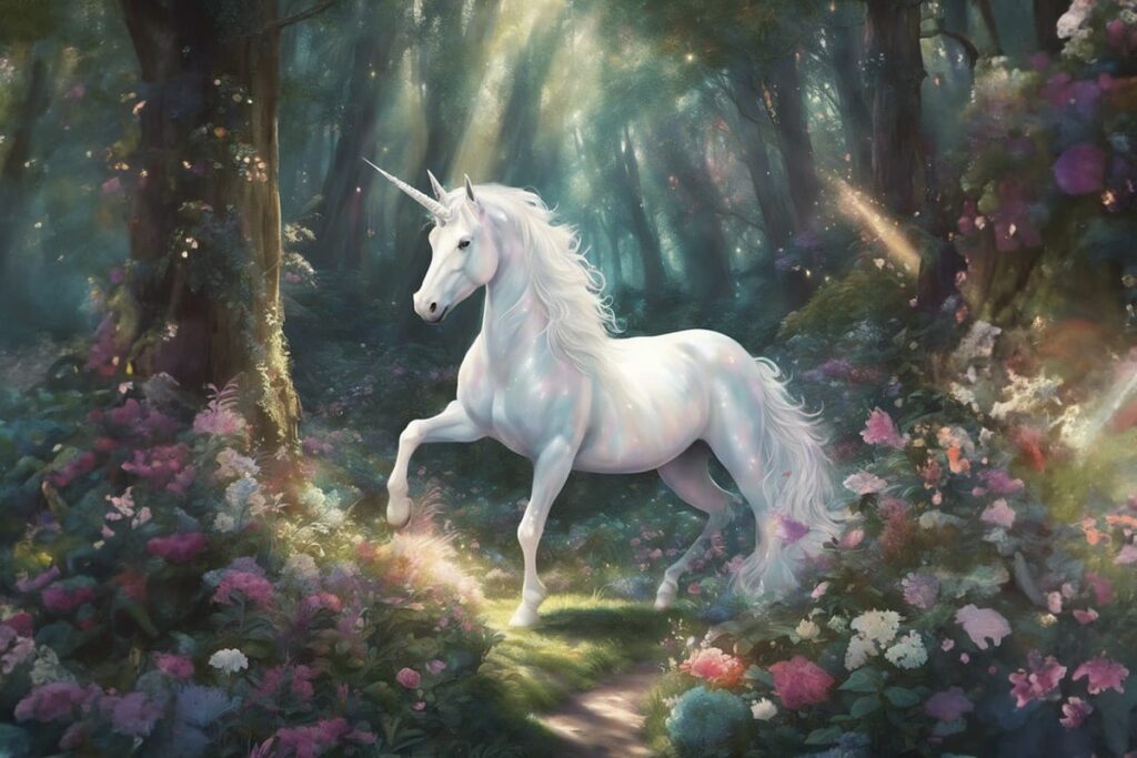 unicorn in the woods