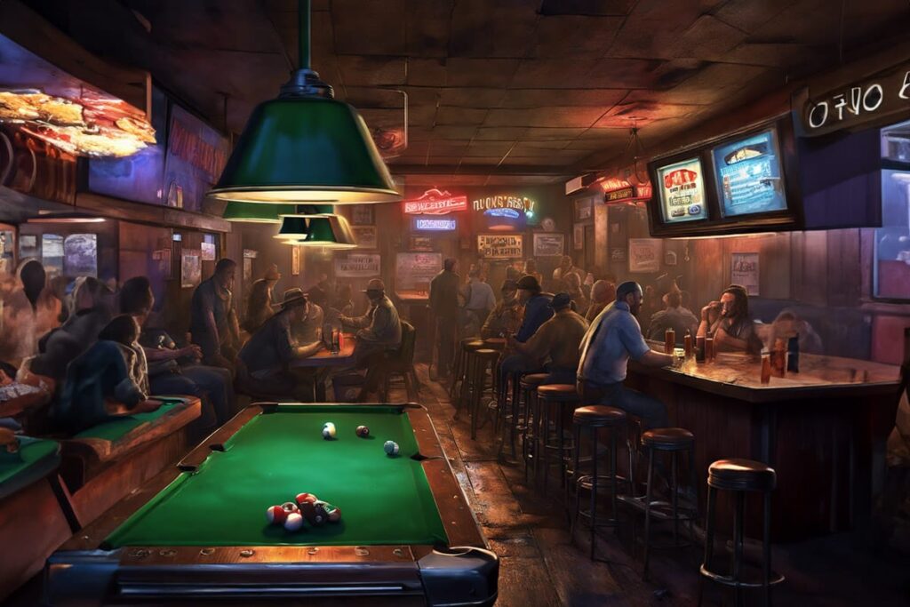 dive bar with pool table