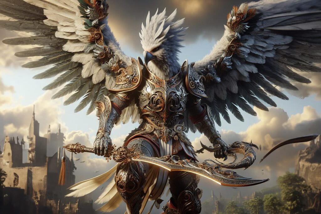 Aarakocra warrior with armor